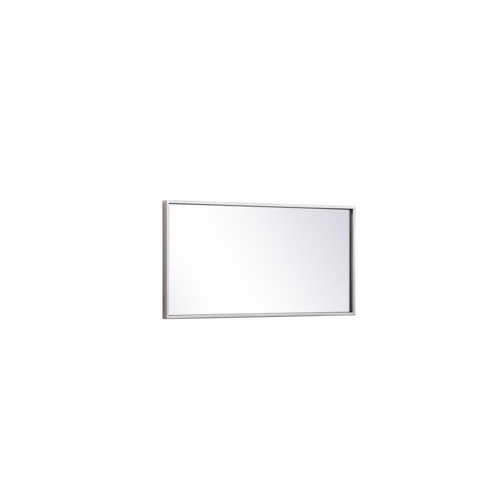 Metal frame rectangle mirror 14x28 inch in silver. Picture 7