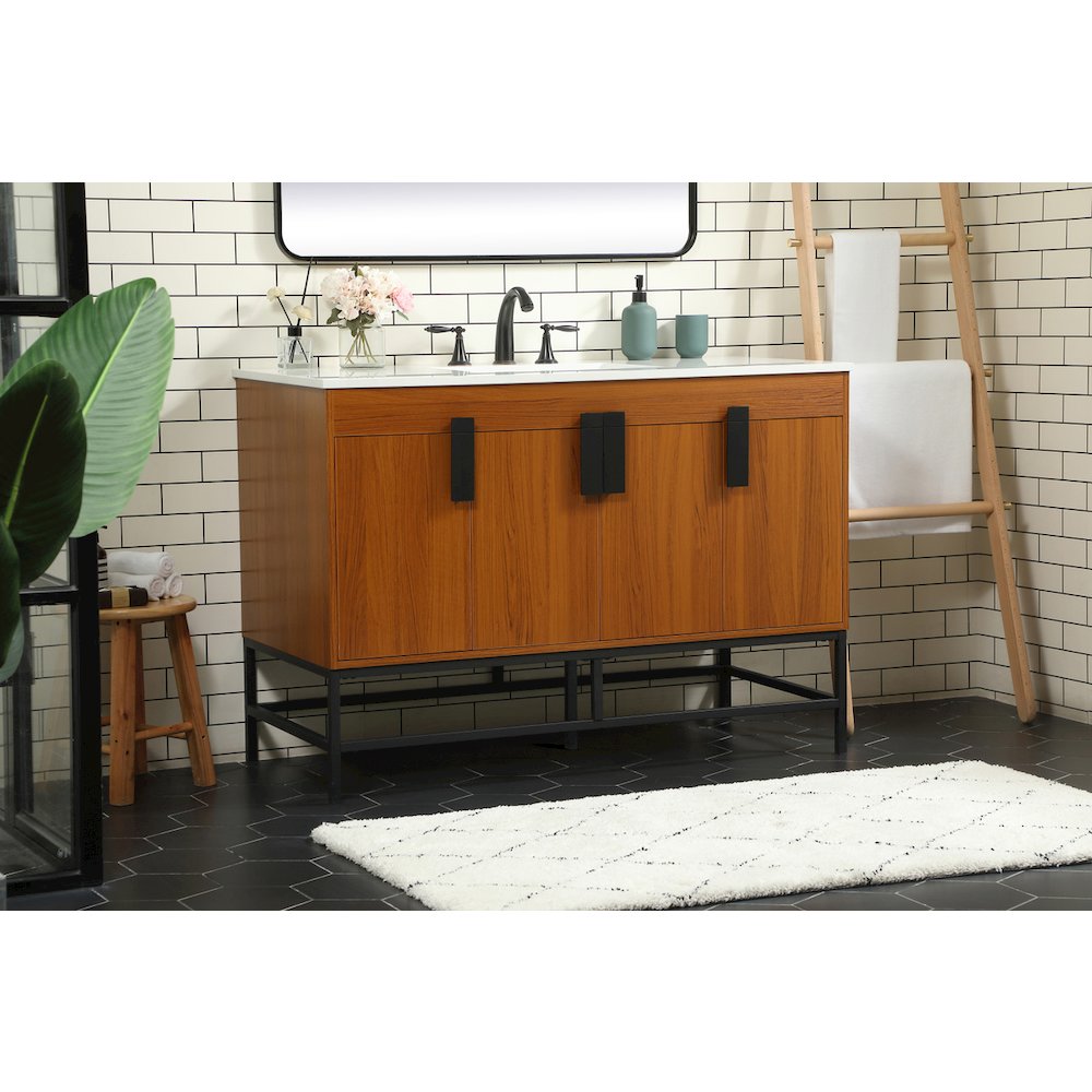 48 Inch Single Bathroom Vanity In Teak. Picture 3