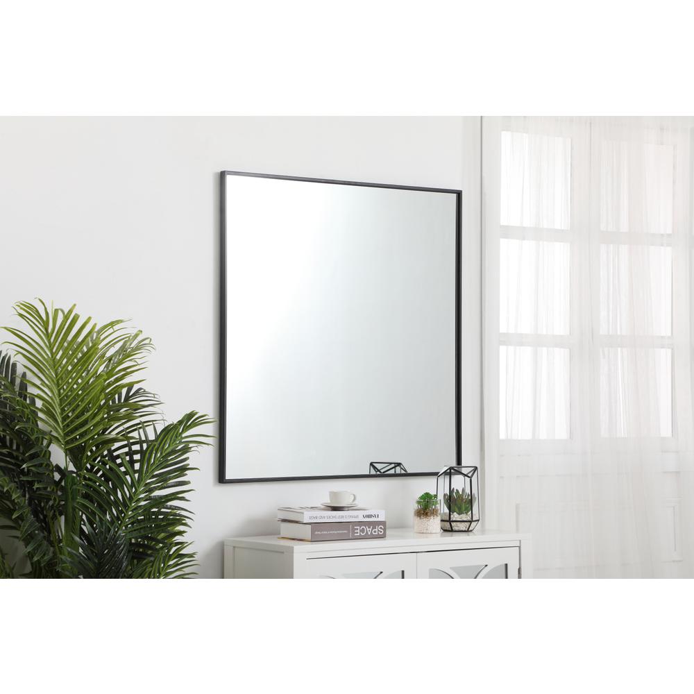 Metal frame square mirror 36 inch in Black. Picture 2