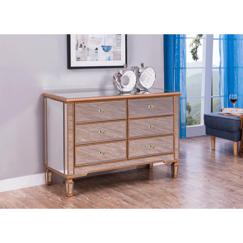6 Drawer Dresser 48 in. x 18 in. x 32 in. in Gold paint. Picture 2
