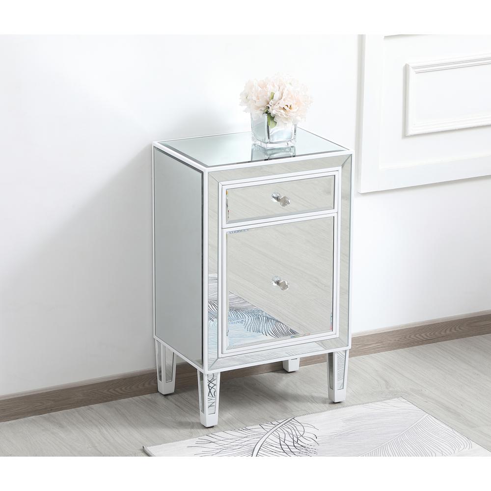 18 inch mirrored end table in white. Picture 3