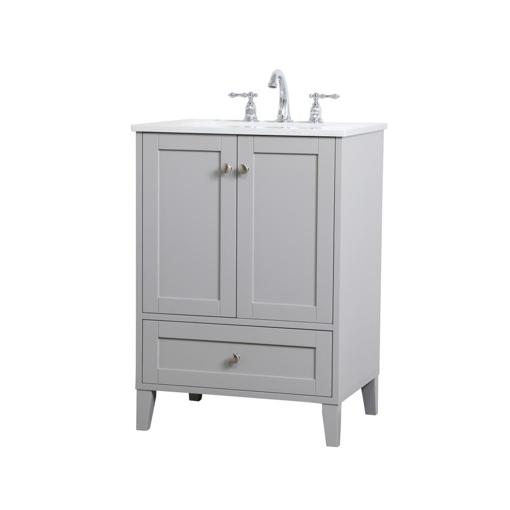 24 inch Single Bathroom Vanity in Grey. Picture 6