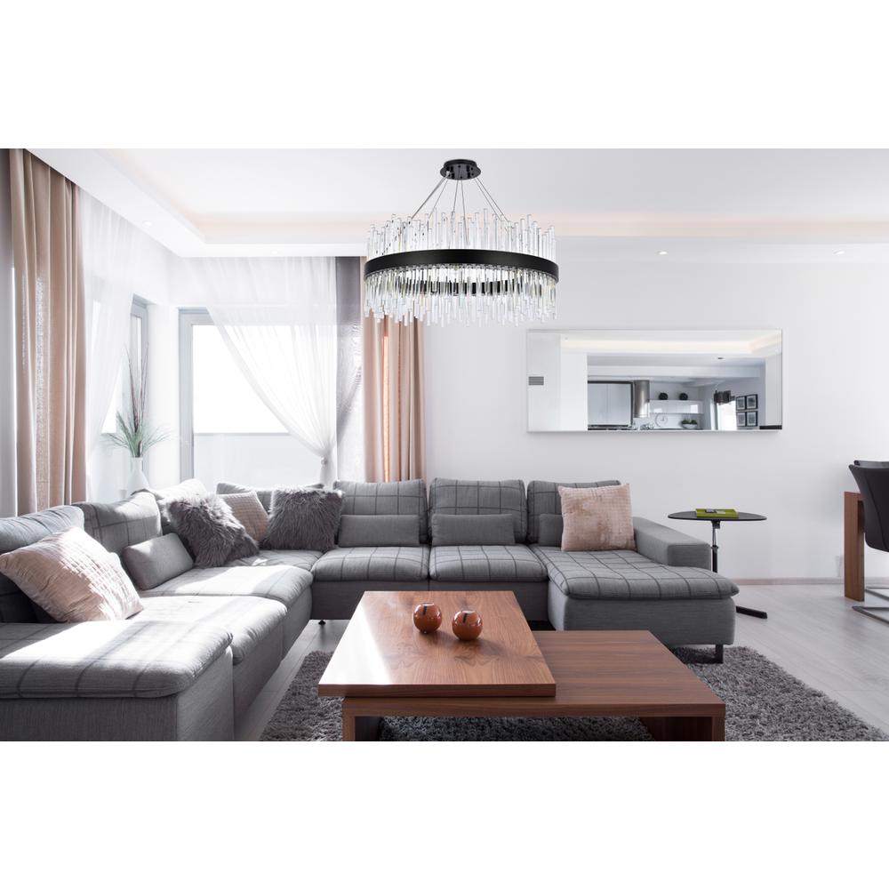 Dallas 32 inch round crystal pendant in black. Picture 8