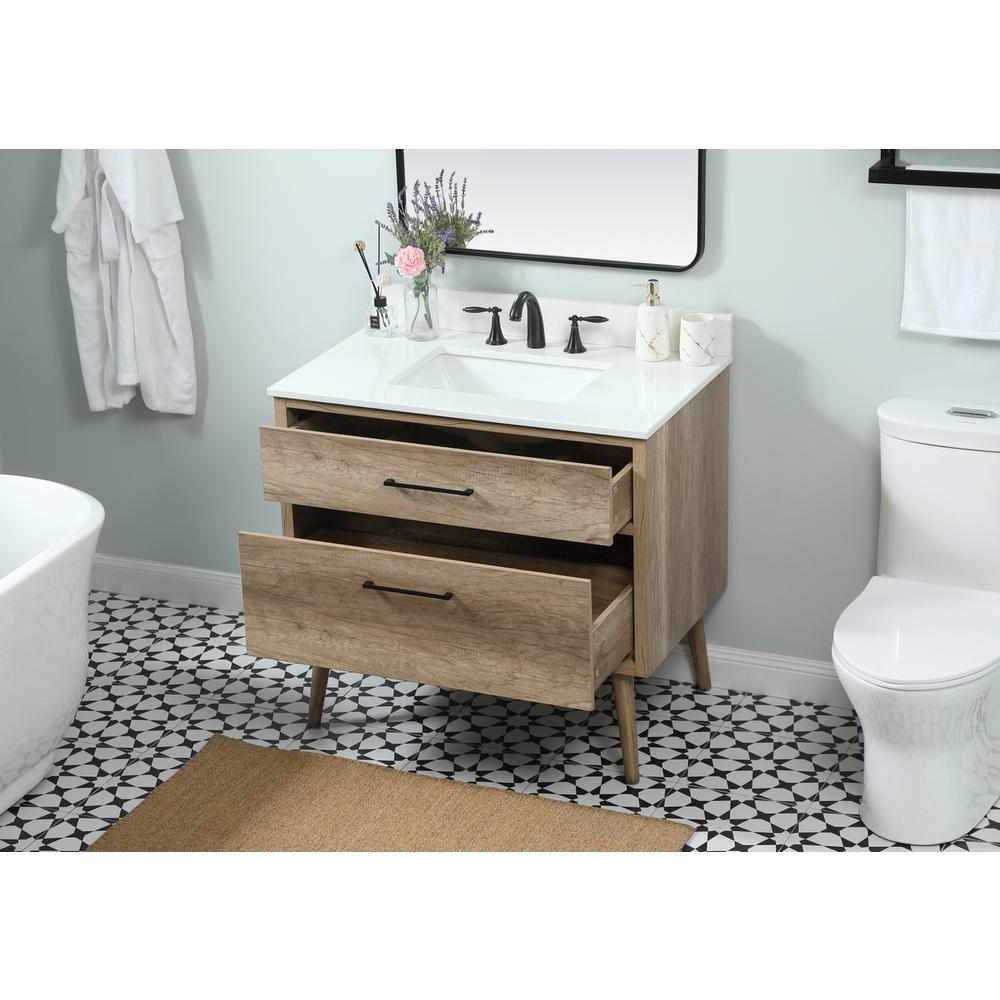 36 inch Single bathroom vanity in natural oak with backsplash. Picture 3