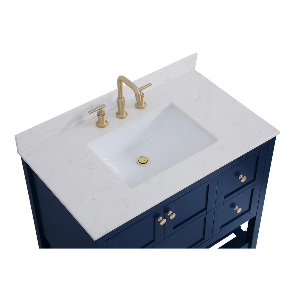 36 inch Single Bathroom Vanity in Blue with Backsplash. Picture 11