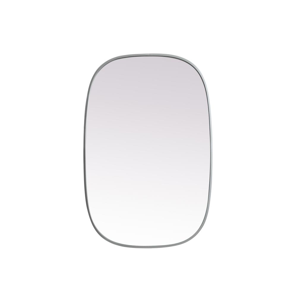 Metal Frame Oval Mirror 24x36 Inch in Silver. Picture 1