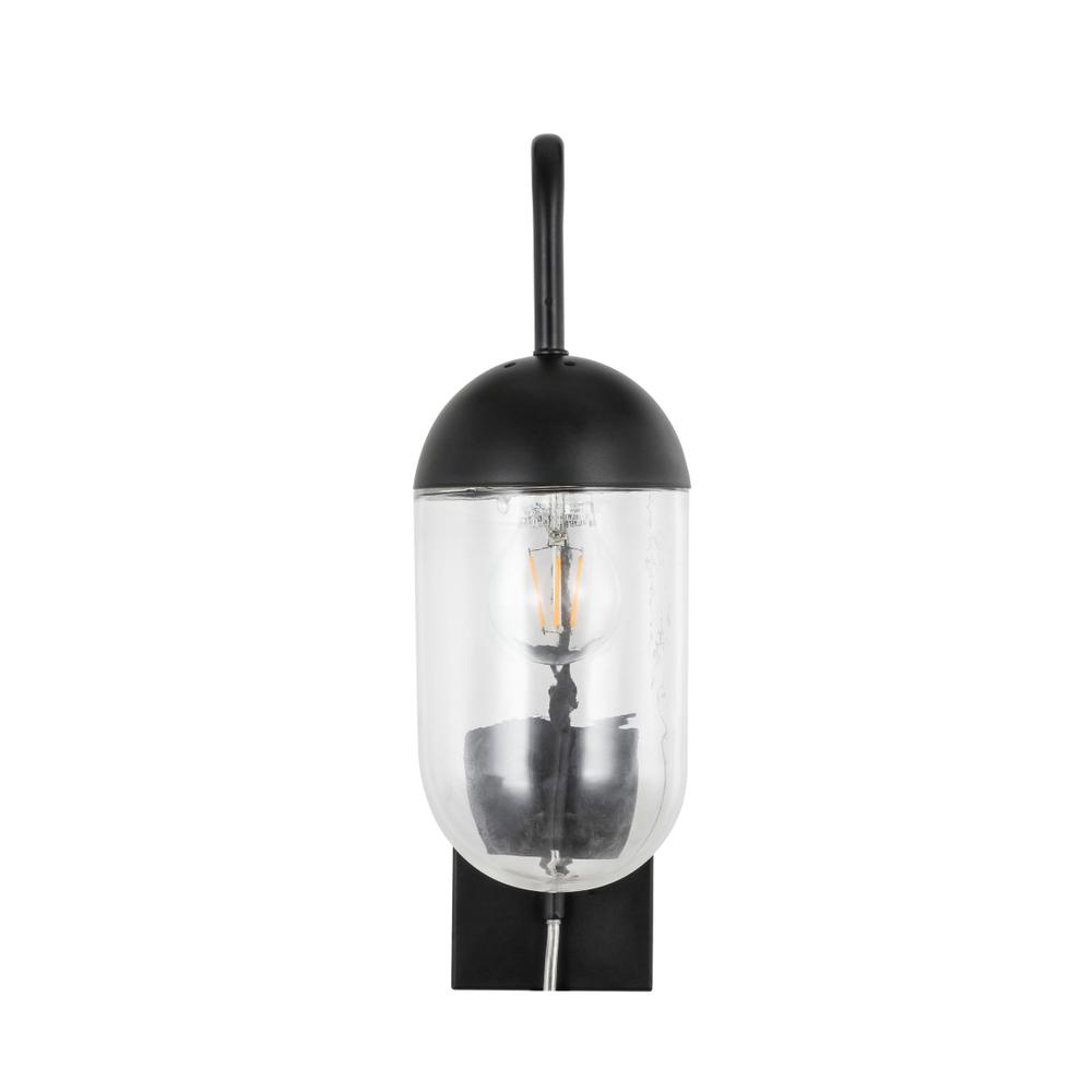Kace 1 light Black and Clear glass wall sconce. Picture 7