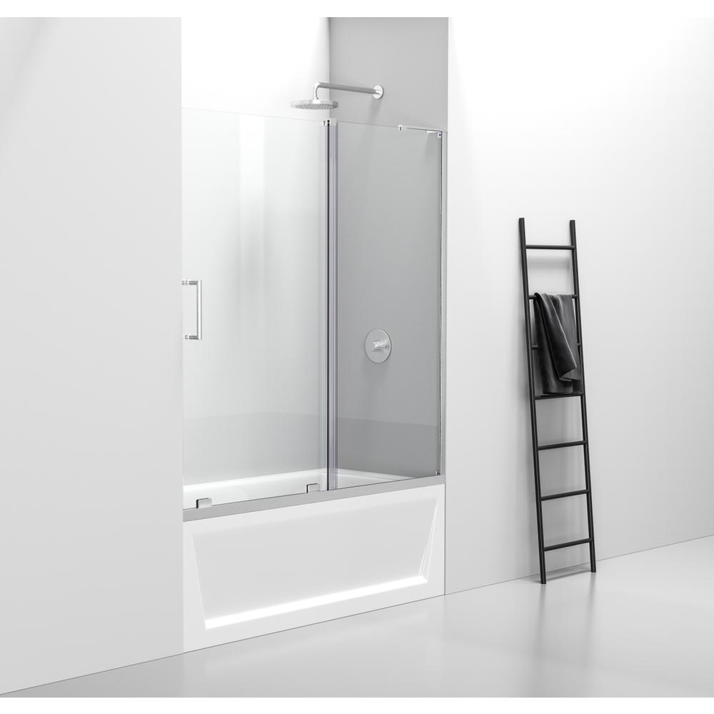 Frameless tub door 60 x 60 Brushed Nickel. Picture 3