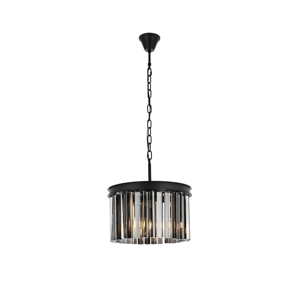 Sydney 3 light Matte Black Pendant Silver Shade (Grey) Royal Cut Crystal. Picture 1