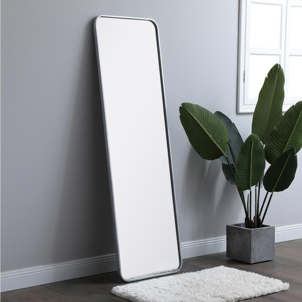 Soft corner metal rectangular mirror 18x60 inch in Silver. Picture 2