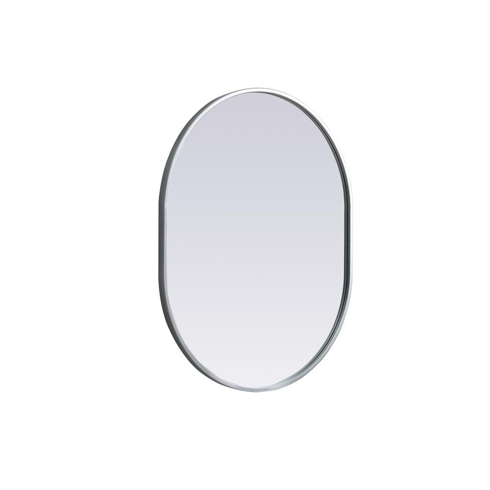 Metal Frame Oval Mirror 24x30 Inch in Silver. Picture 7