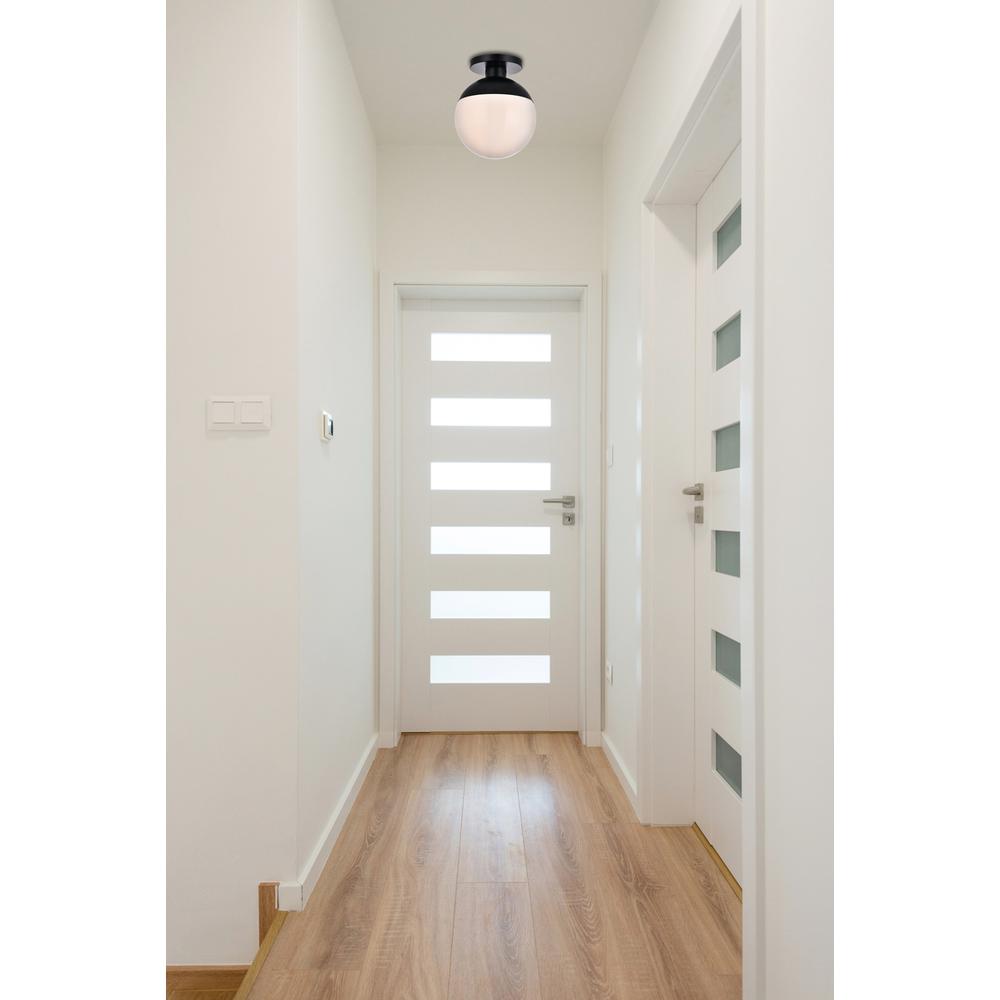 Eclipse 1 Light Black Flush Mount With Frosted White Glass. Picture 6