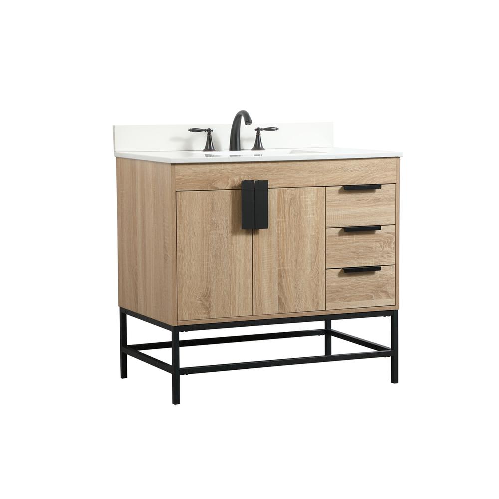 36 inch Single bathroom vanity in mango wood with backsplash. Picture 7