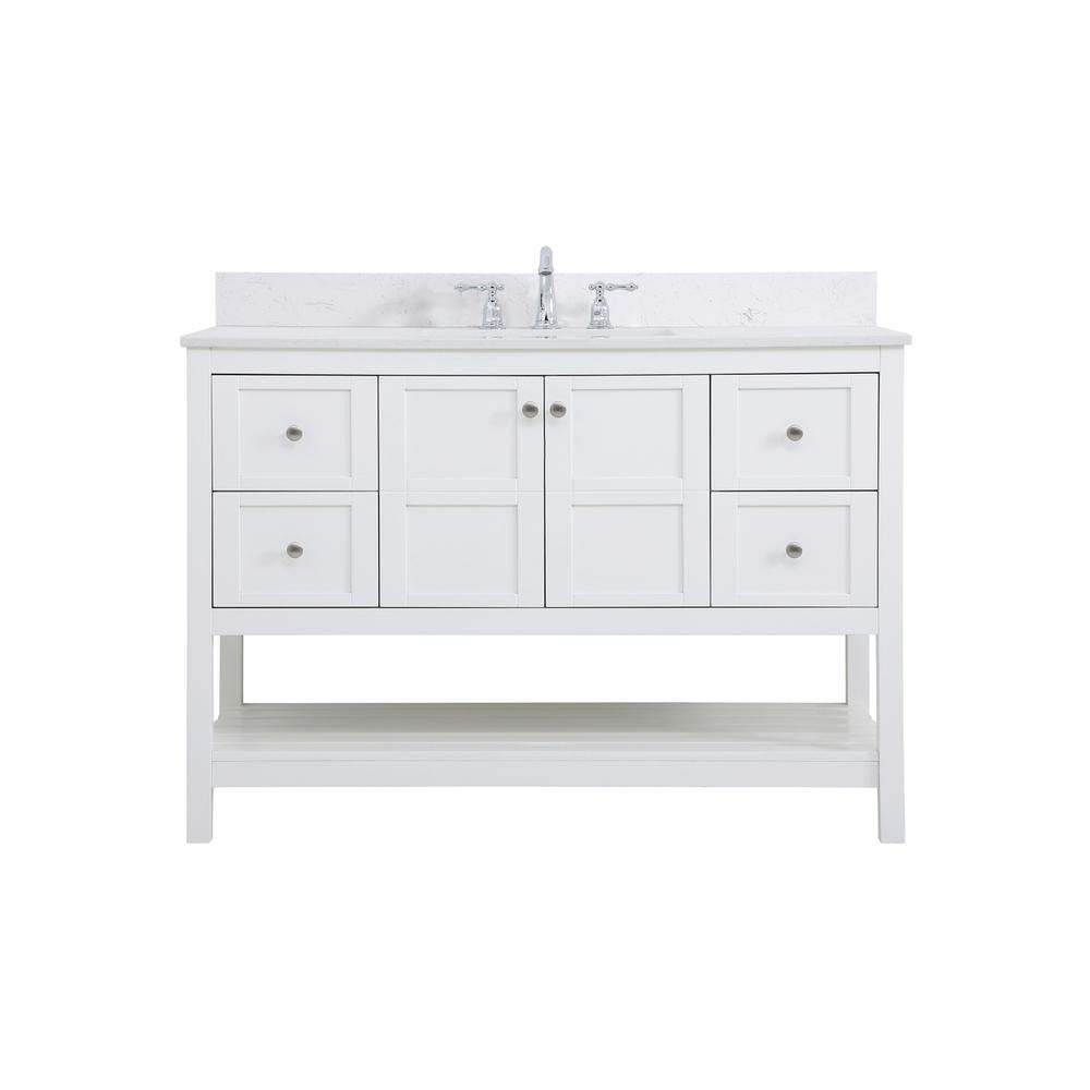 48 inch Single Bathroom Vanity in White with Backsplash. Picture 1