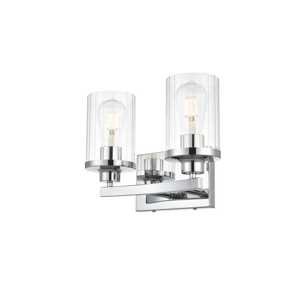 Saanvi 2 light Chrome and Clear Bath Sconce. Picture 2