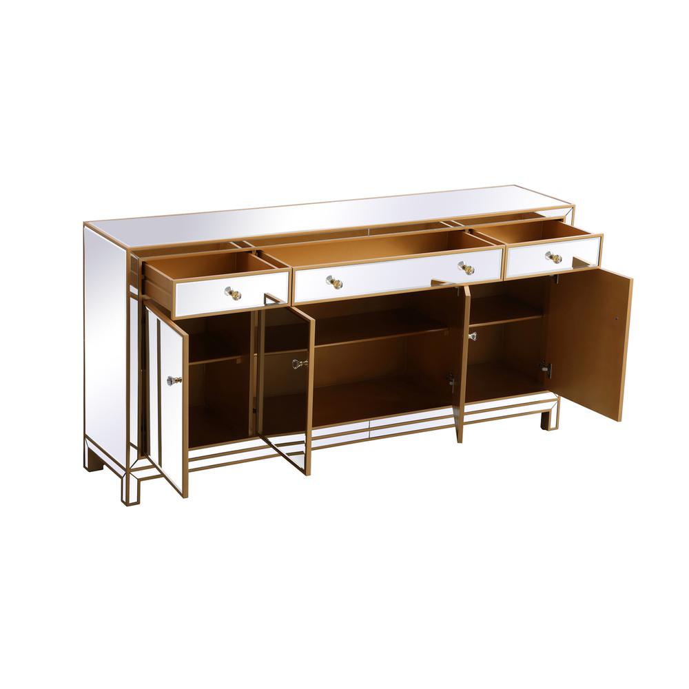 Reflexion 72 in. mirrored credenza in gold. Picture 6