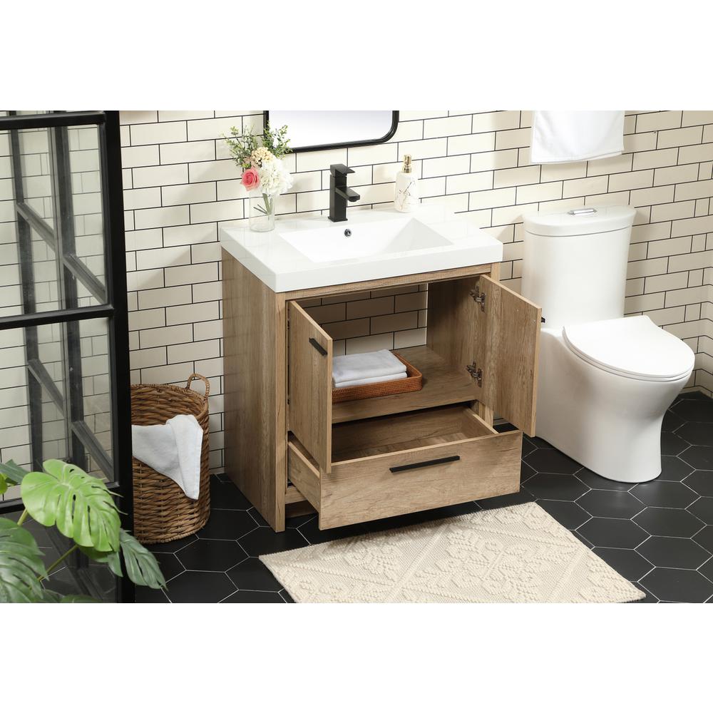 30 inch Single bathroom vanity in natural oak. Picture 3