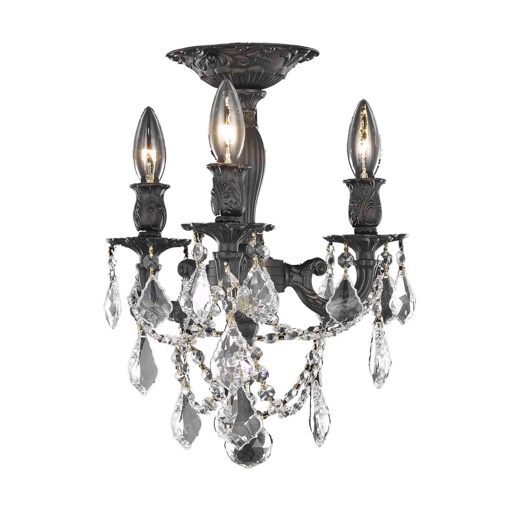 Rosalia 3 light Dark Bronze Flush Mount Clear Royal Cut Crystal. Picture 1