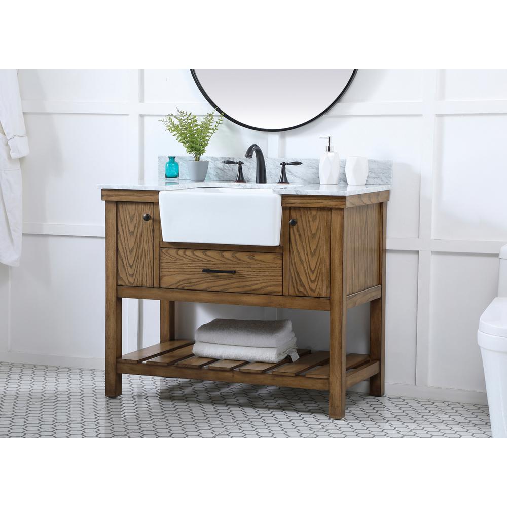42 inch Single bathroom vanity in driftwood with backsplash. Picture 2