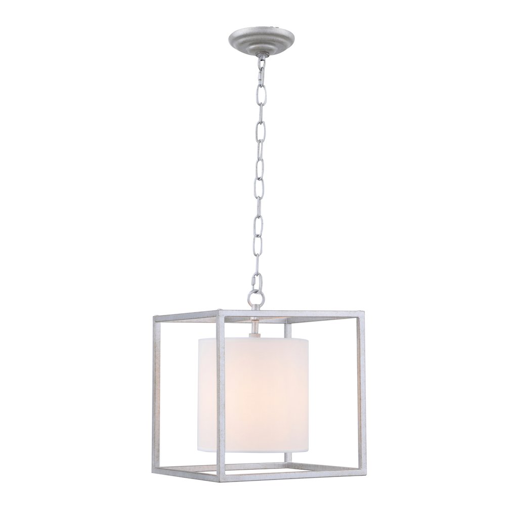 Mirin 1 Light Vintage Silver And White Shade Pendant. Picture 7