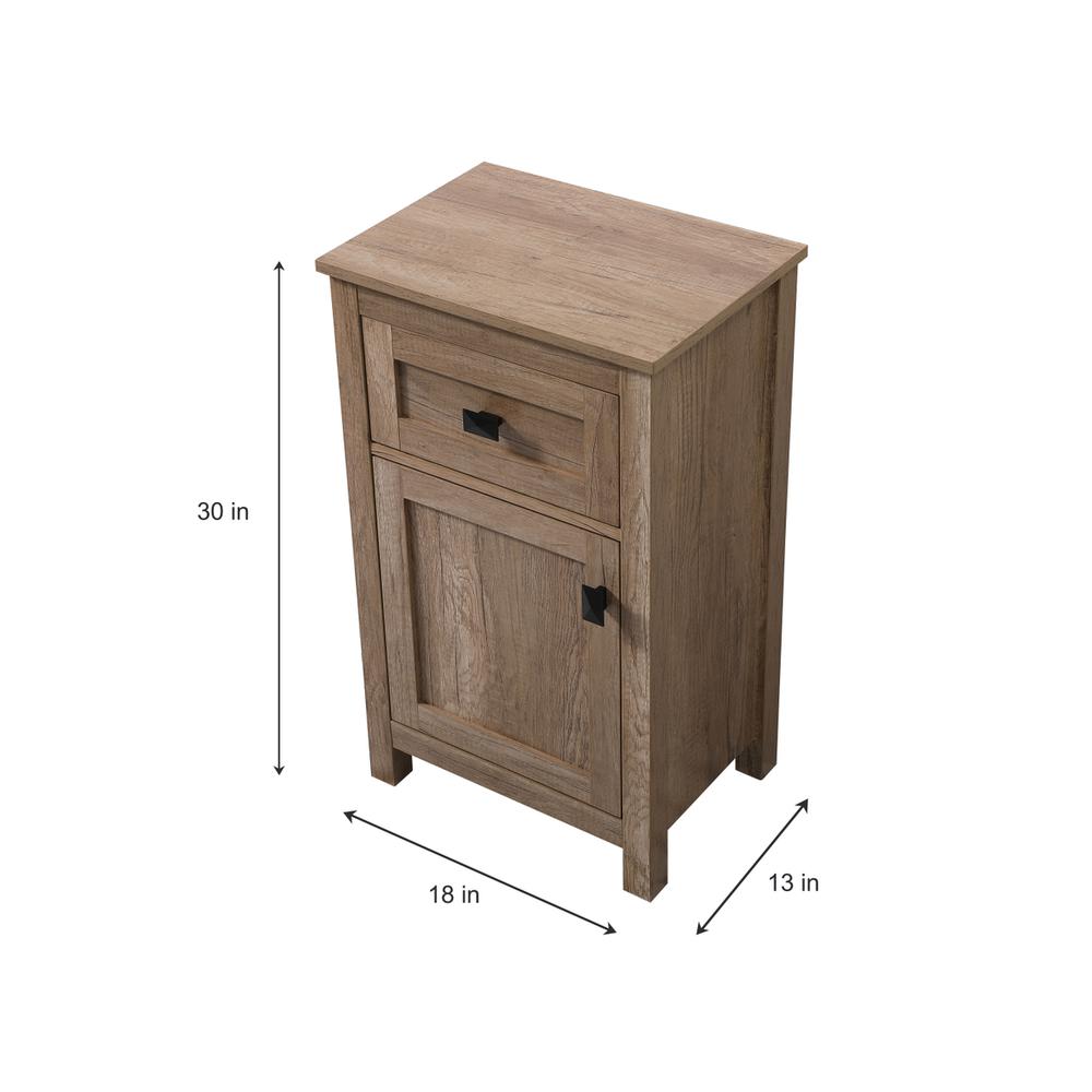 18 Inch Wide Bathroom Storage Freedstanding Cabinet In Natural Oak. Picture 7