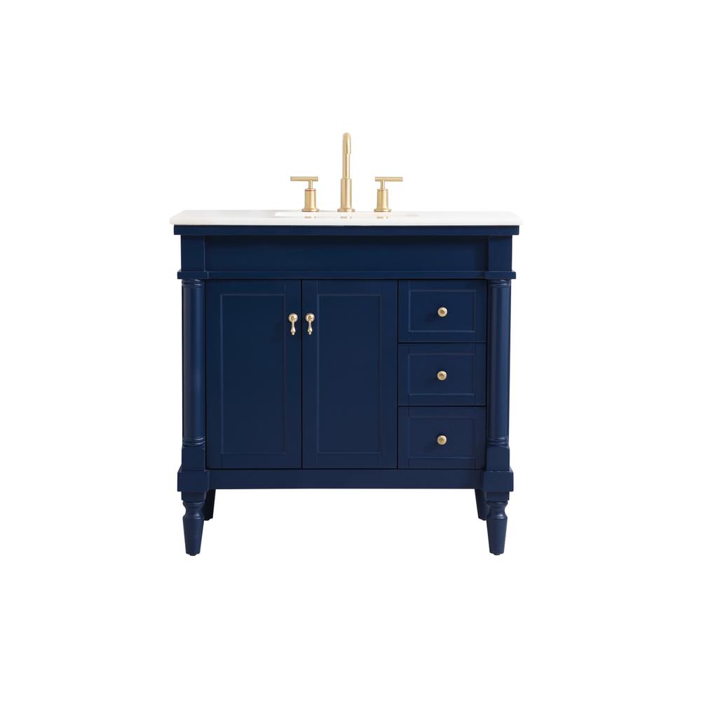 36 inch Single bathroom vanity in blue. Picture 1