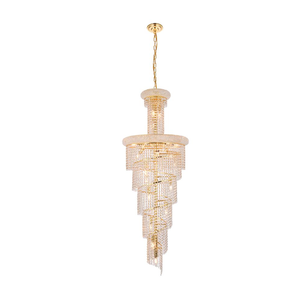 Spiral 22 light Gold Chandelier Clear Royal Cut Crystal. Picture 1