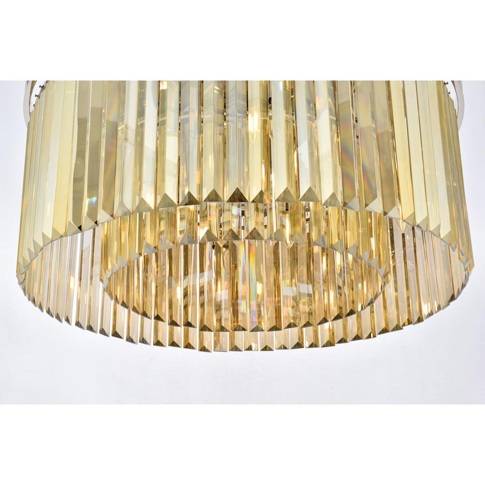 Sydney 8 light polished nickel Flush Mount Golden Teak (Smoky) Royal Cut Crystal. Picture 3