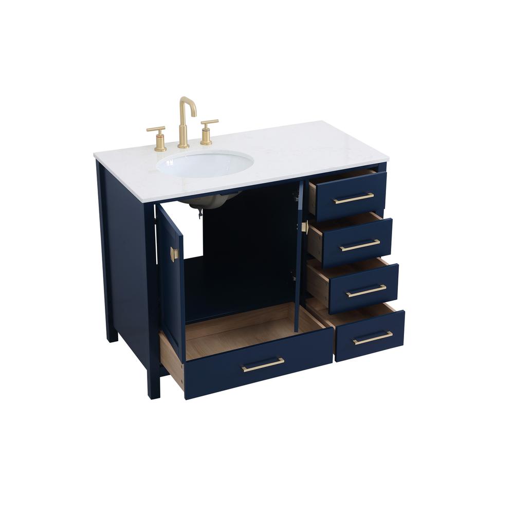 42 inch Single Bathroom Vanity in Blue. Picture 8
