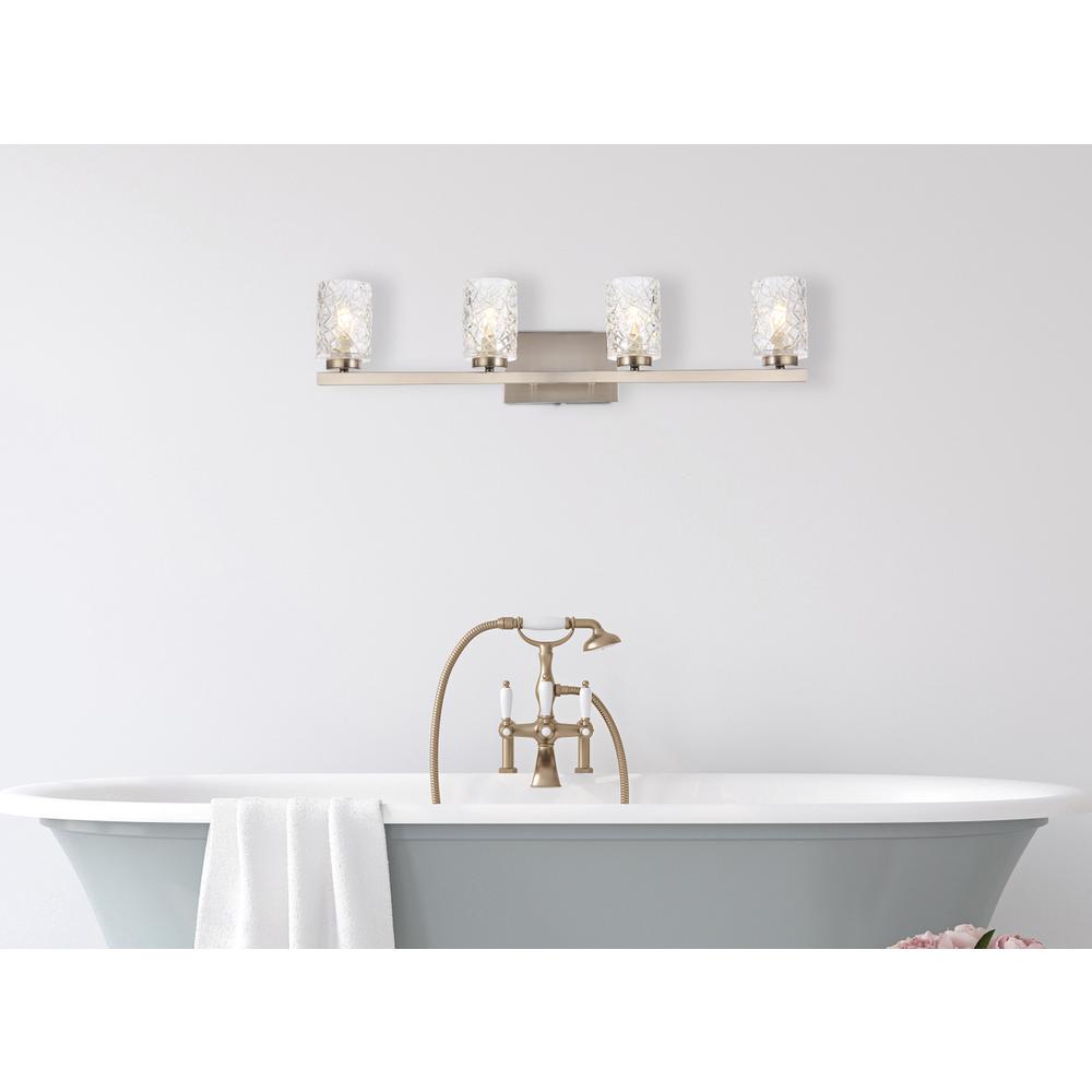 Cassie 4 lights bath sconce in satin nickel with clear shade. Picture 6