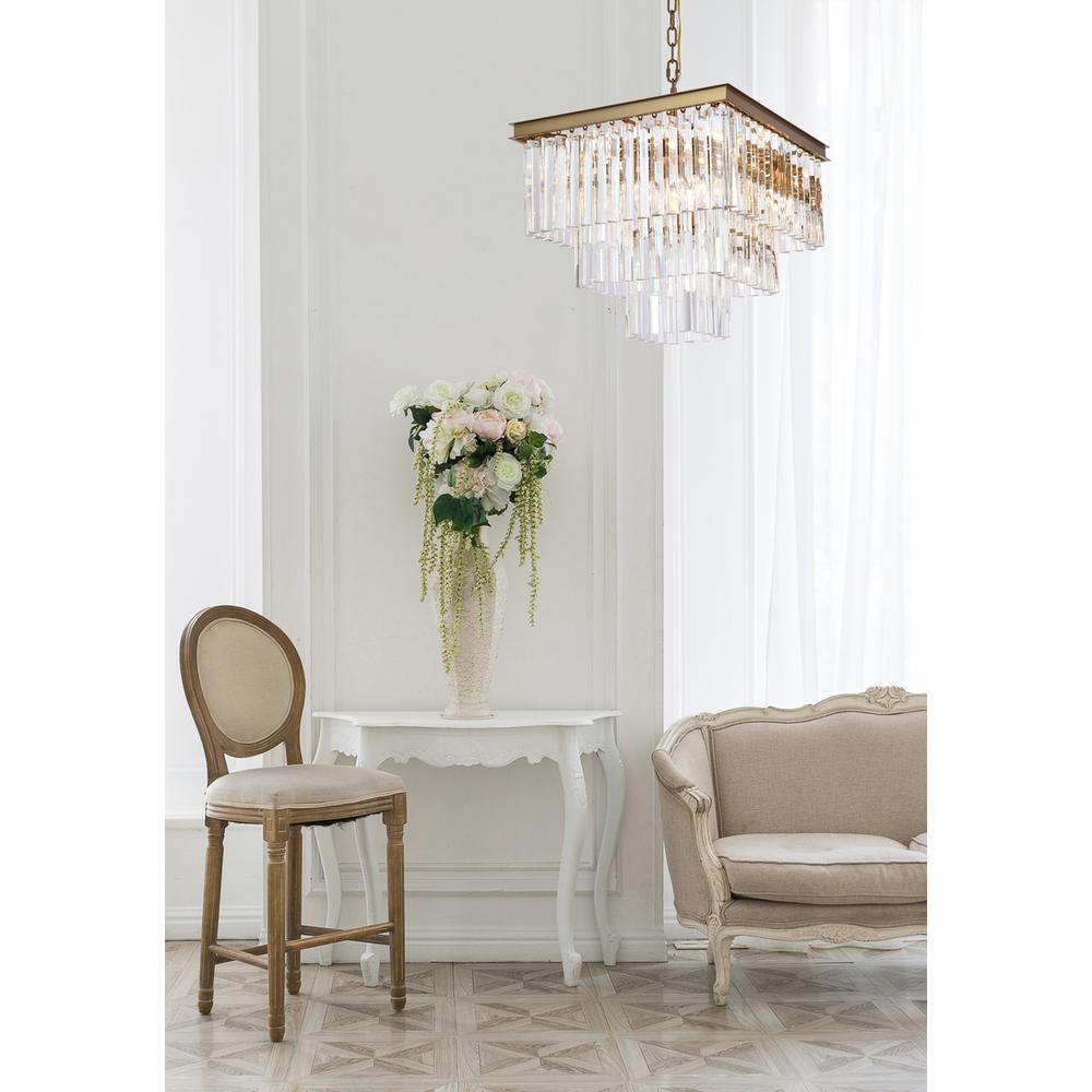 Sydney 21.5 inch square crystal chandelier in satin gold. Picture 8