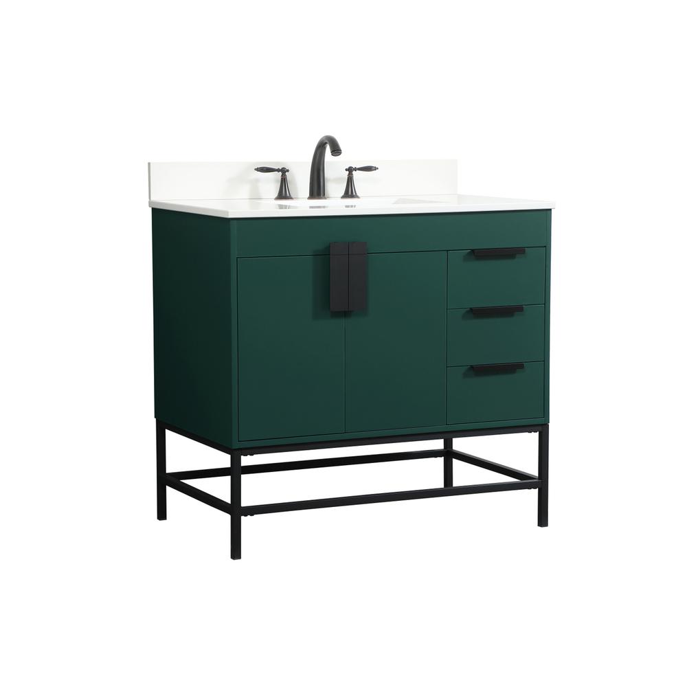 36 inch Single bathroom vanity in green with backsplash. Picture 7