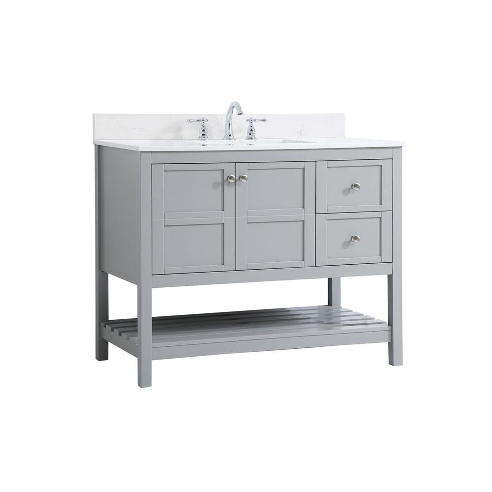 42 inch Single Bathroom Vanity in Gray with Backsplash. Picture 7