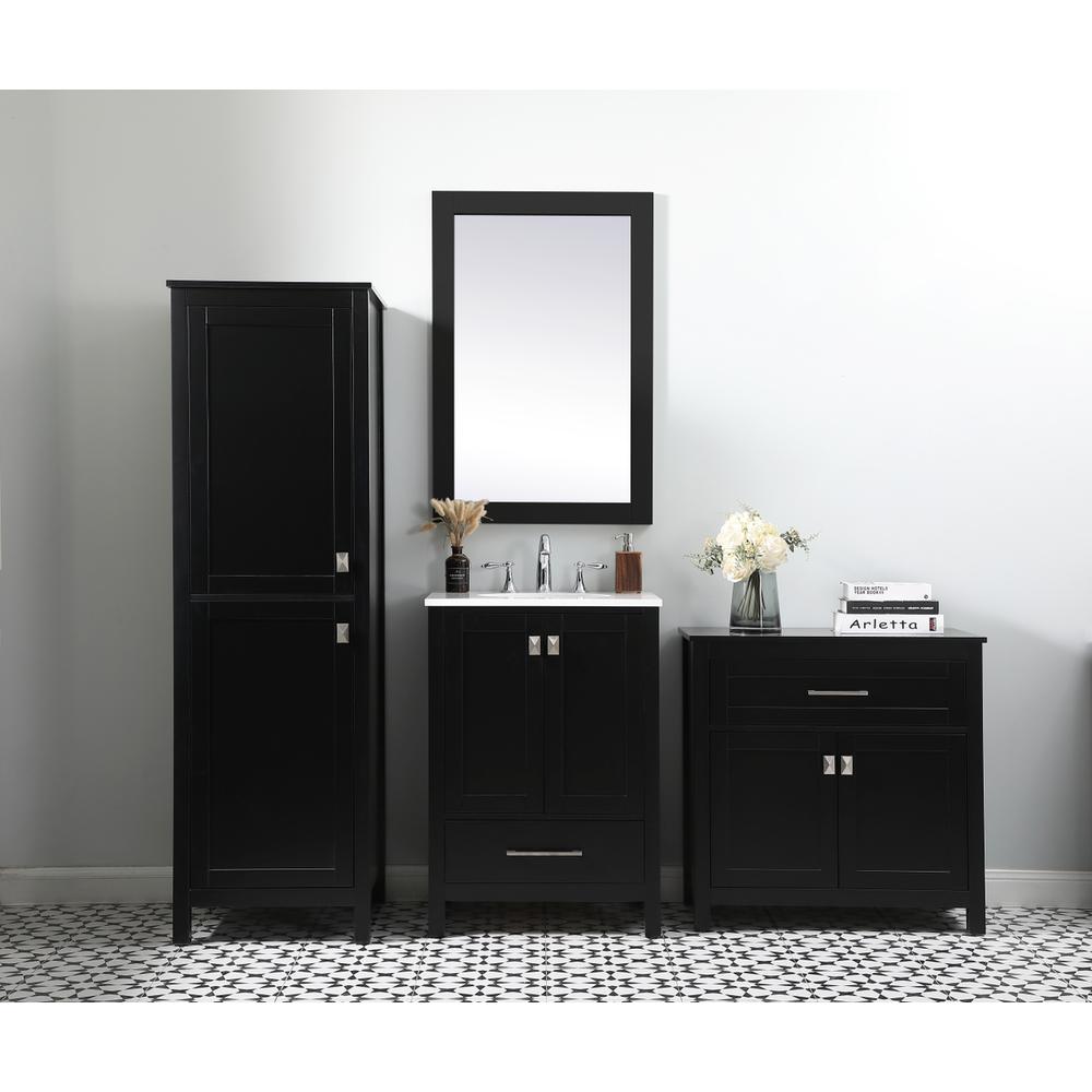 30 Inch Wide Bathroom Storage Freestanding Cabinet In Black. Picture 10