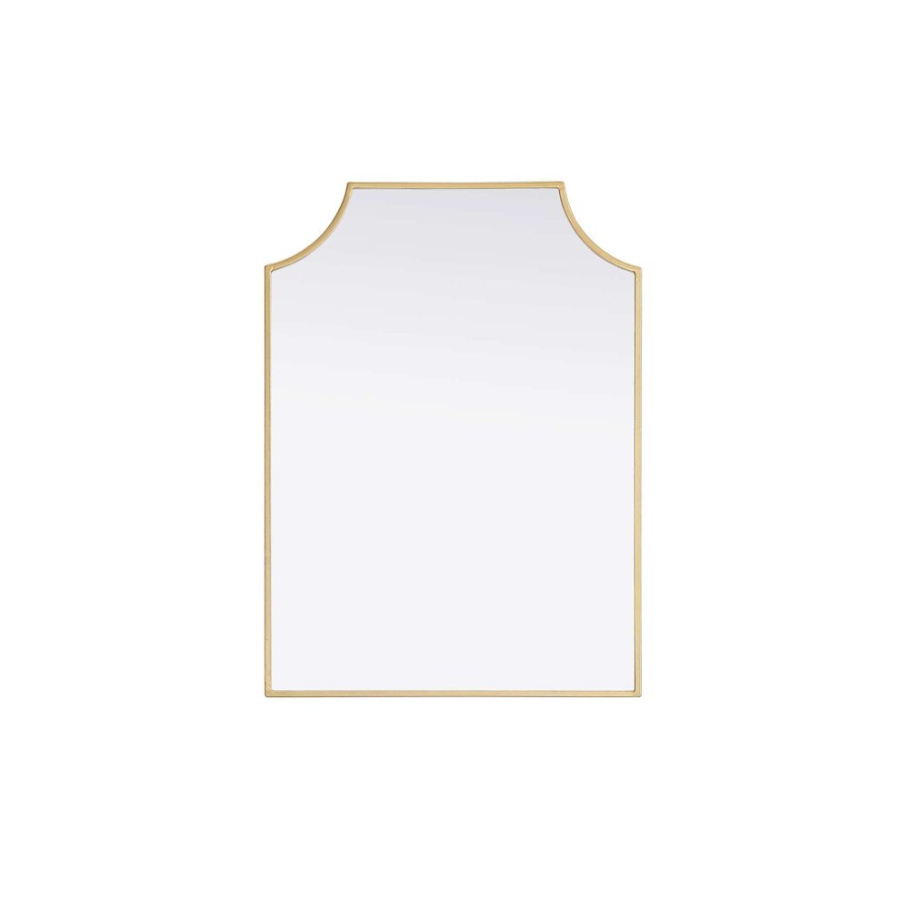 Notched Metal Mirror 22x30 inch in Brass. Picture 1
