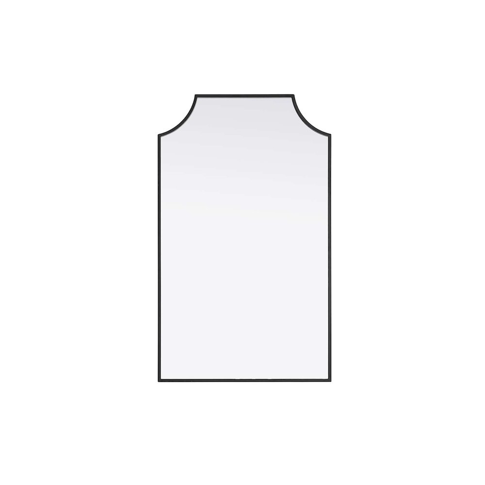 Notched Metal Mirror 22x36 inch in Black. Picture 1