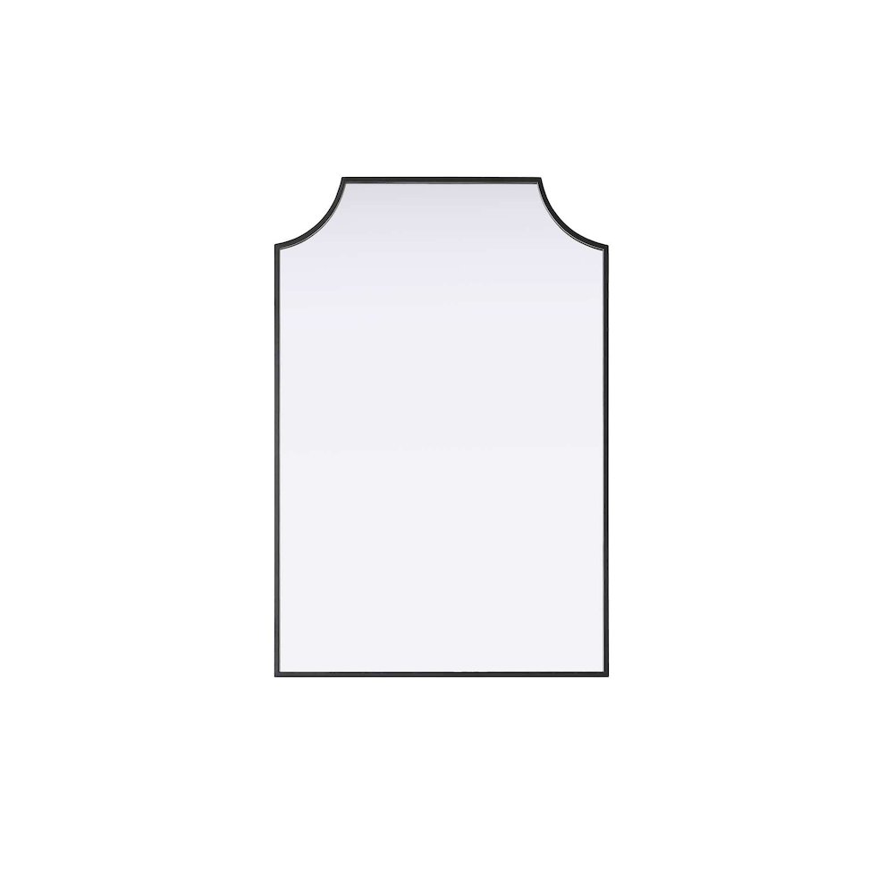 Notched Metal Mirror 24x36 inch in Black. Picture 1