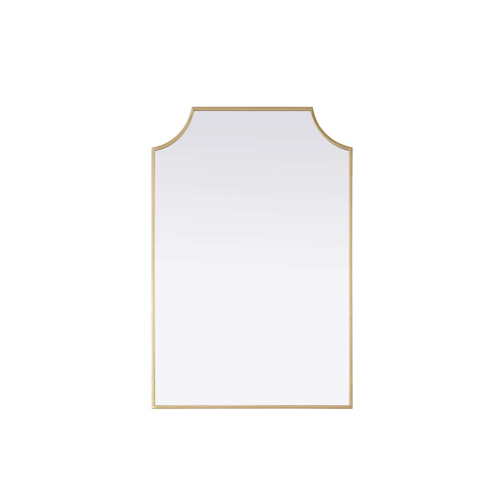 Notched Metal Mirror 24x36 inch in Brass. Picture 1