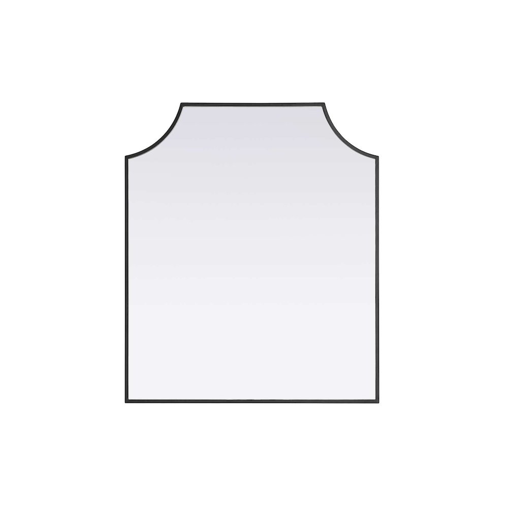 Notched Metal Mirror 27x32 inch in Black. Picture 1