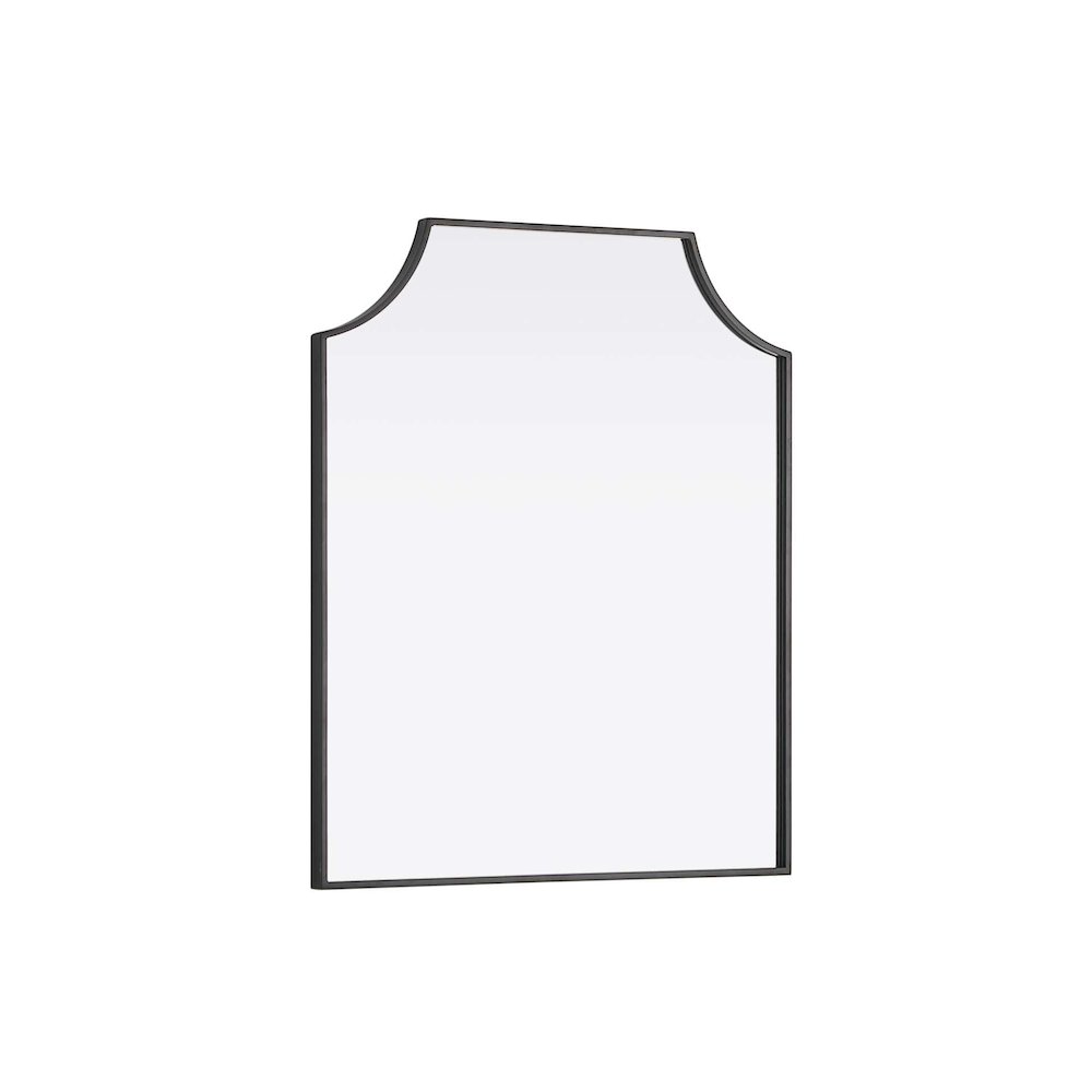 Notched Metal Mirror 27x32 inch in Black. Picture 2