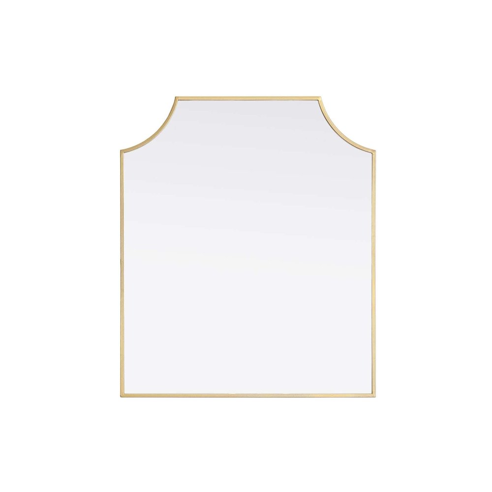 Notched Metal Mirror 27x32 inch in Brass. Picture 1