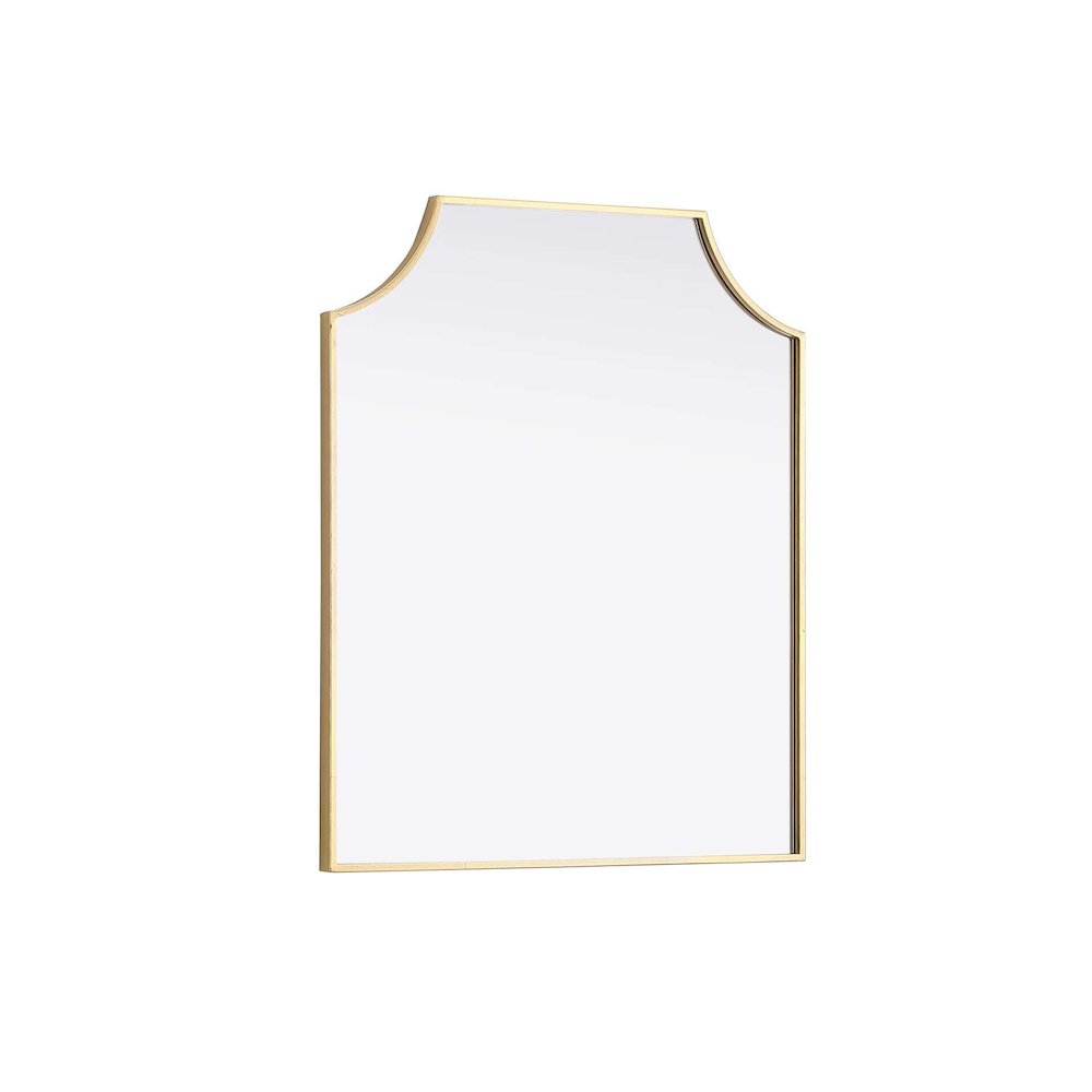 Notched Metal Mirror 27x32 inch in Brass. Picture 2