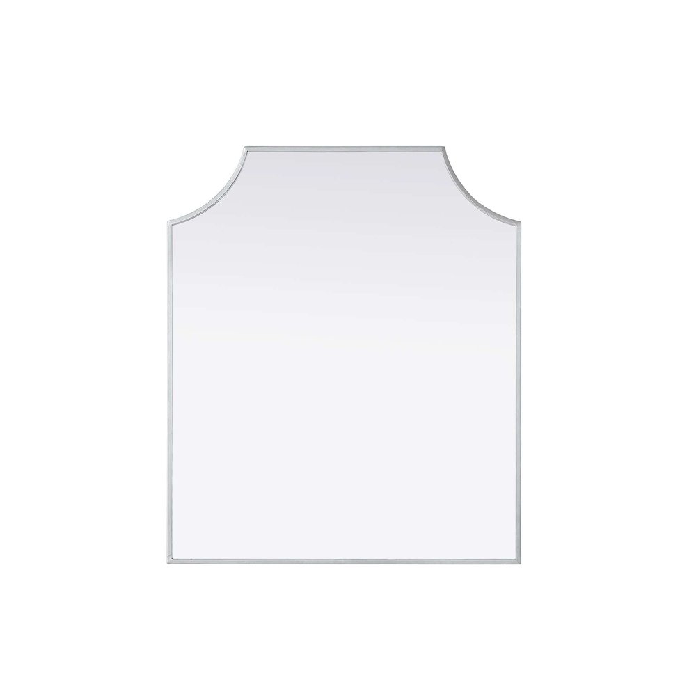 Notched Metal Mirror 27x32 inch in Silver. Picture 1