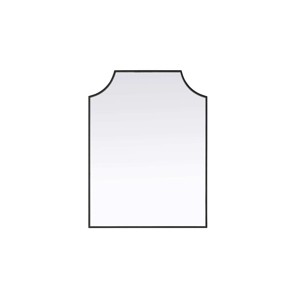 Notched Metal Mirror 27x36 inch in Black. Picture 1