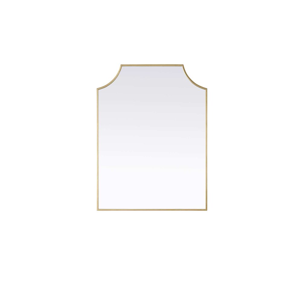 Notched Metal Mirror 27x36 inch in Brass. Picture 1