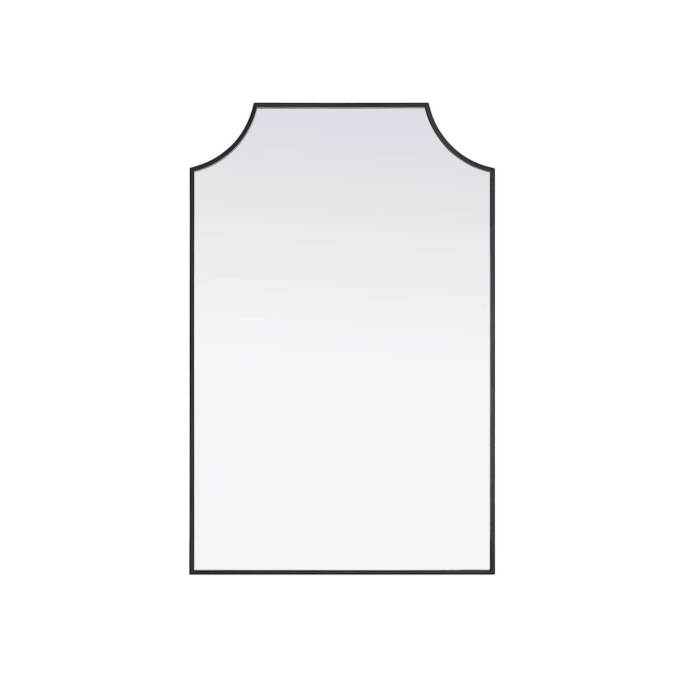 Notched Metal Mirror 27x42 inch in Black. Picture 1