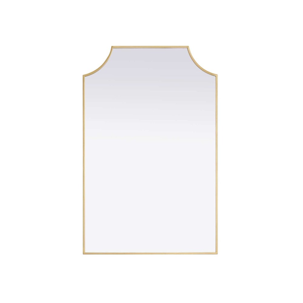 Notched Metal Mirror 27x42 inch in Brass. Picture 1