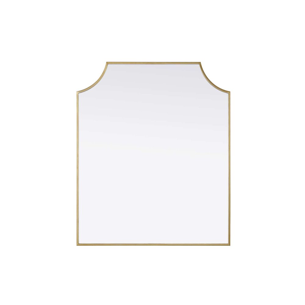 Notched Metal Mirror 30x36 inch in Brass. Picture 1