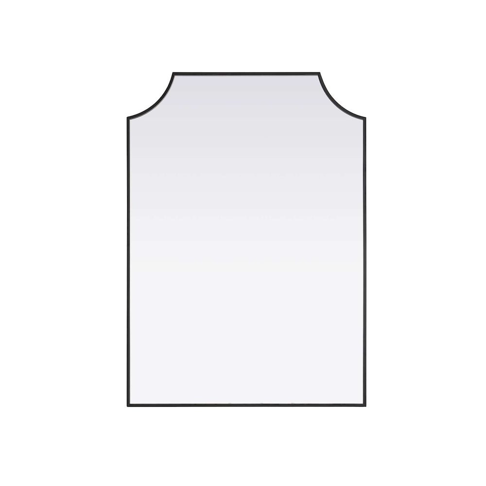 Notched Metal Mirror 30x42 inch in Black. Picture 1