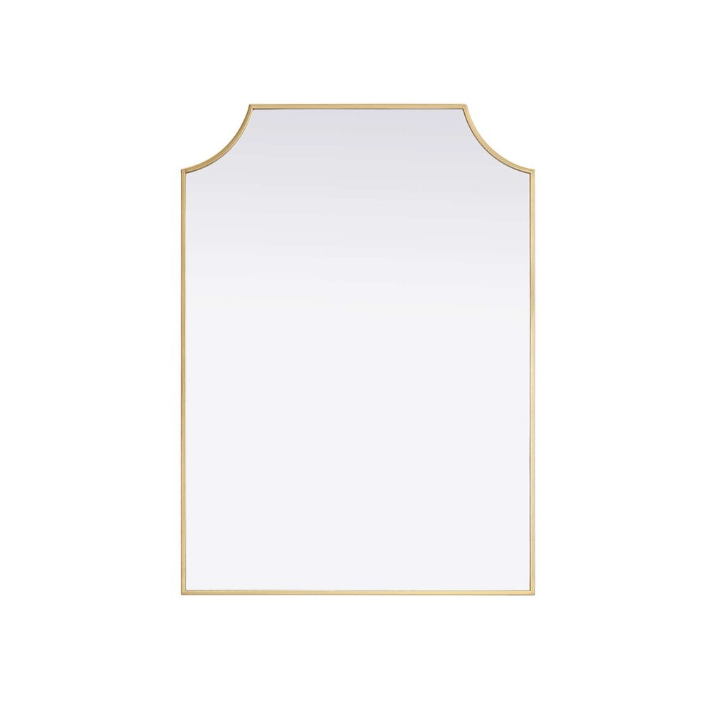 Notched Metal Mirror 30x42 inch in Brass. Picture 1